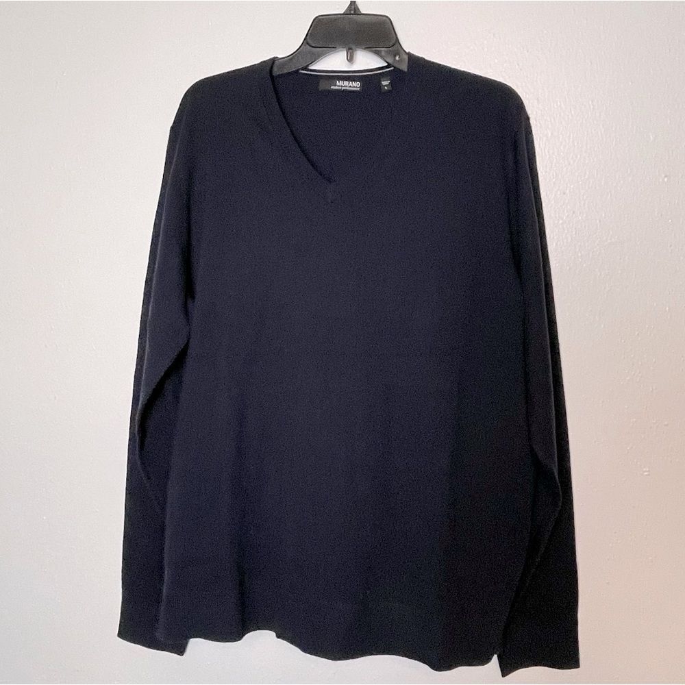 Navy Blue Lightweight Acrylic V Neck Sweater